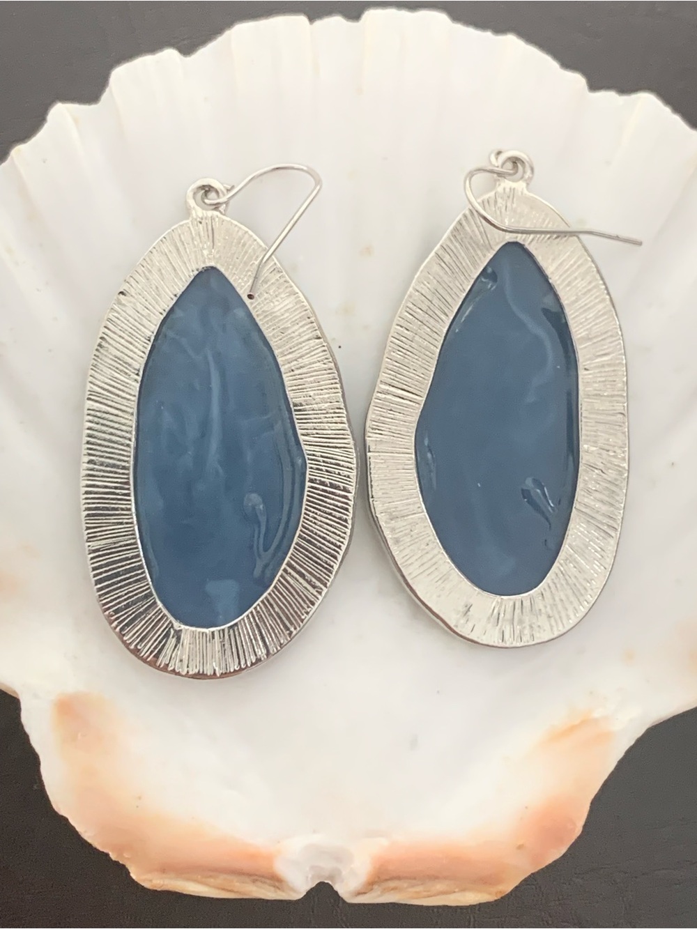 Blue Stone Agate Earrings - Picture 2 of 5